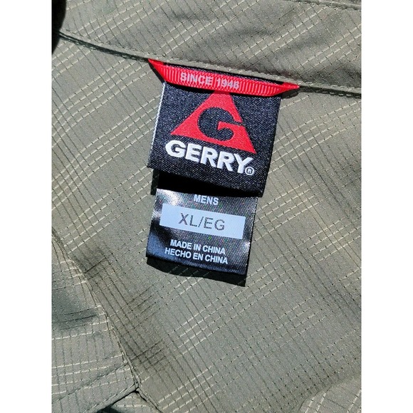 MENS XL GREEN GERRY SHORT SLEEVE BUTTON DOWN SHIRT 100% Polyester - Picture 2 of 5